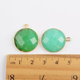 Gold Plated Round Austrlian Jade Faceted Charm G1971