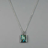 Rectangle Silver Bezel Briolette Gemstone Pendant Natural Labradorite Moonstone Copper Turquoise Healing Crystal Pendants Necklace ZS0472