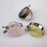 Natural Multi-kind Stones Perfume Bottle Pendant Silver Plated WX1305