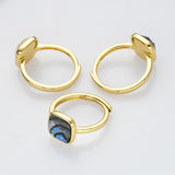Gold Square Gemstone Ring, Adjustable Ring, Fashion Jewelry WX2208