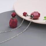 Silver Natural Stone Healing Perfume Bottle Connector Necklace S2068