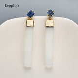 Gold Plated Claw Raw Gemstone Chips & Selenite Bar Stud Earrings, Healing Crystal Stone Jewelry, Boho Earrings ZG0491