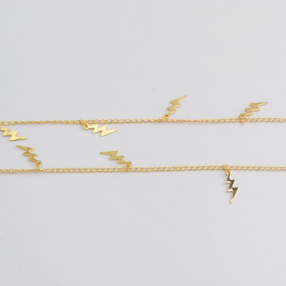 16 Feet Gold Plated Brass Lightning Chain, Skinny Chain, For Necklace Bracelet Jewelry Making, Wholesale Supply PJ510