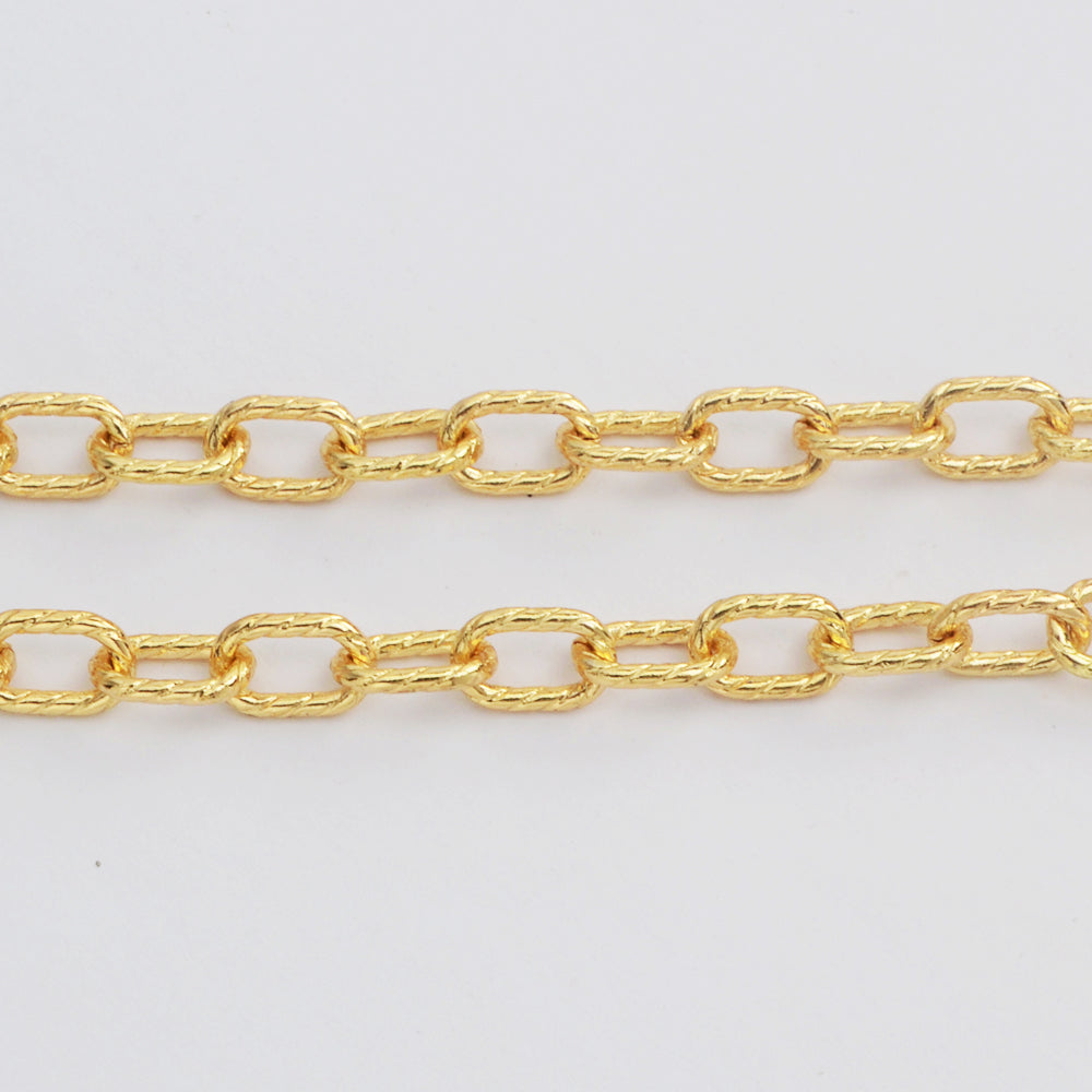 16 Feet Gold Plated Brass Oval Link Chain, Paper Clip Chain, For Necklace Bracelet Jewelry Making, Wholesale Supply PJ506