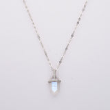 18" of 925 Sterling Silver Hexagon Natural Moonstone Faceted Necklace, CZ Micro Pave Neckalce SS237