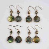 Gold Plated Teardrop Labradorite Earrings, Gemstone Dangle Earrings, Fashion Jewelry G2088