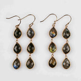 Teardrop Gold Plated Briolette Natural Labradorite Dangle Earrings Faceted Crystal Gemstone Earrings G2086