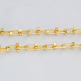16 Feet Gold Plated Brass Square U Link Chain, Polished Paper Clip Chain, For Necklace Bracelet Jewelry Making, Wholesale Supply PJ502