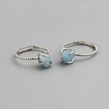 S925 Sterling Silver Claw Rainbow Raw Gemstone Ring, Healing Crystal Stone Ring, Adjustable SS204