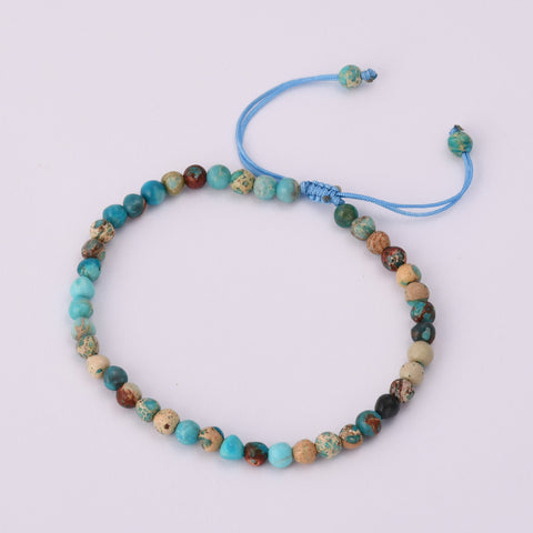 4mm Natural Ocean Jasper Bead Adjustable Summer Bracelet HD0348