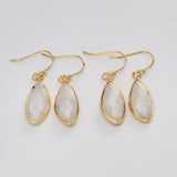 Gold Plated Drop Moonstone Rose Quartz Amazonite Faceted Dangle Earrings G2059