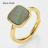 Gold Square Gemstone Ring, Adjustable Ring, Fashion Jewelry WX2208