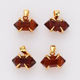 Tiny Hexagon Point Gold Plated Claw Rainbow Gemstone Pendant, Crystal Stone Terminated Point Pendant ZG0480