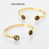 Gold Claw Round Faceted Rainbow Gemstone Bangle Bracelet , Healing Birthstone Cuff Jewelry ZG0495