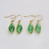 Gold Plated Drop Moonstone Rose Quartz Amazonite Faceted Dangle Earrings G2059