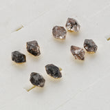 Gold Plated Raw Herkimer Diamond Quartz Stud Earrings, Healing Crystal Jewelry G2101