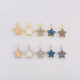 Gold/Silver Star Natural Druzy Pendant WX1825