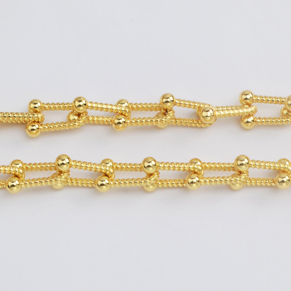 16 Feet Gold Plated Brass U Link Chain, Paper Clip Chain, For Necklace Bracelet Jewelry Making, Wholesale Supply PJ503