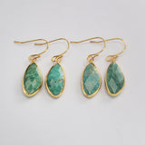 Gold Plated Drop Moonstone Rose Quartz Amazonite Faceted Dangle Earrings G2059