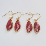 Gold Plated Drop Moonstone Rose Quartz Amazonite Faceted Dangle Earrings G2059
