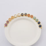 Gold Plated Bezel Hexagon Multi Gemstone Faceted Stud Earrings Fashion Jewelry ZG0448