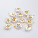 Gold plated Natural Pearl With Multi CZ Connector WX1265