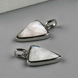 Triangle Silver Bezel Briolette Gemstone Pendant Natural Labradorite Moonstone Copper Turquoise Triangle Pendants ZS0476