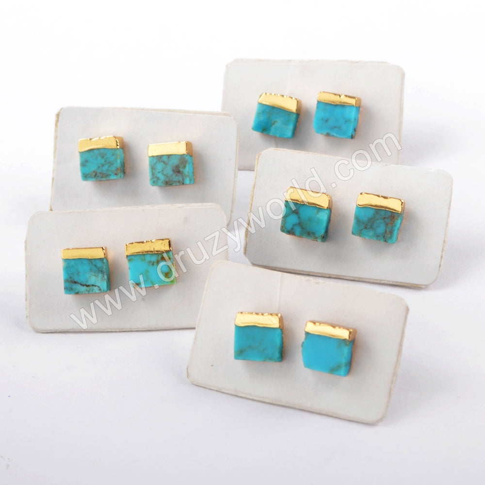 natural turquoise studs of boho style