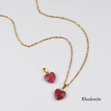 18" Gold Plated Rainbow Gemstone Heart Faceted Pendant Necklace G2073-N