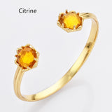 Gold Plated Hexagon Rainbow Gemstone Faceted Claw Bangle, Healing Birthstone Cuff Bracelet Jewelry ZG0496