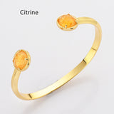 Gold Claw Round Faceted Rainbow Gemstone Bangle Bracelet , Healing Birthstone Cuff Jewelry ZG0495