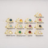 Gold Plated Round Faceted Gemstone Moon Ring, Natural Crystal Stone Ring, Wholesale Jewelry ZG0492
