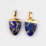 Gold Plated Shield Shape Natural Turquoise Faceted Pendant, Multi Gemstone Jewelry Making G2081