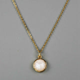 Small Round Gold Bezel Briolette Gemstone Pendant Natural Labradorite Moonstone Copper Turquoise Healing Crystal Pendants Necklace ZG0471
