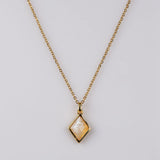 Diamond Shape Gold Bezel Briolette Gemstone Pendant Natural Labradorite Moonstone Copper Turquoise Healing Crystal Pendants Necklace ZG0474