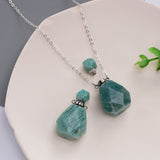 Silver Natural Stone Healing Perfume Bottle Connector Necklace S2068