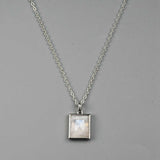 Rectangle Silver Bezel Briolette Gemstone Pendant Natural Labradorite Moonstone Copper Turquoise Healing Crystal Pendants Necklace ZS0472