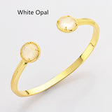 Gold Claw Round Faceted Rainbow Gemstone Bangle Bracelet , Healing Birthstone Cuff Jewelry ZG0495