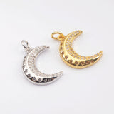 CZ Micro Pave Crescent Pendant Gold Plated WX1354