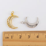 CZ Micro Pave Crescent Pendant Gold Plated WX1354