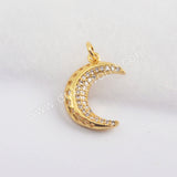 CZ Micro Pave Crescent Pendant Gold Plated WX1354