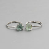 S925 Sterling Silver Claw Rainbow Raw Gemstone Ring, Healing Crystal Stone Ring, Adjustable SS204
