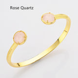 Gold Claw Round Faceted Rainbow Gemstone Bangle Bracelet , Healing Birthstone Cuff Jewelry ZG0495