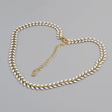13" Gold Plated Cheveron Brass Enamel Choker Necklace PJ048