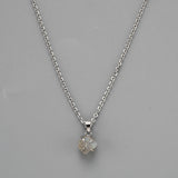 16" Silver Plated Claw Tiny Rainbow Natural Gemstone Necklace, Raw Healing Crystal Stone Pendant Necklace, Birthstone Necklace Jewelry ZS0479-N