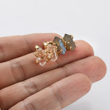 Gold Claw Hexagon Multi Gemstone Stud Earrings, Terminated Point Crystal Stone Earrings, Birthstone Jewelry Earrings ZG0481