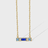 Wholesale 18" Rectangle Gold Plated Blue Zircon Micro Pave Necklace, CZ Necklace AL580