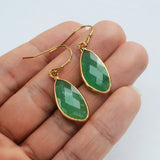 Gold Plated Drop Moonstone Rose Quartz Amazonite Faceted Dangle Earrings G2059