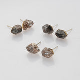Gold Plated Raw Herkimer Diamond Quartz Stud Earrings, Healing Crystal Jewelry G2101