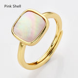 Gold Square Gemstone Ring, Adjustable Ring, Fashion Jewelry WX2208